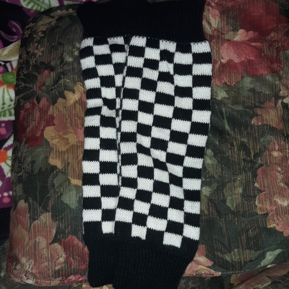 Black and white leg warmers